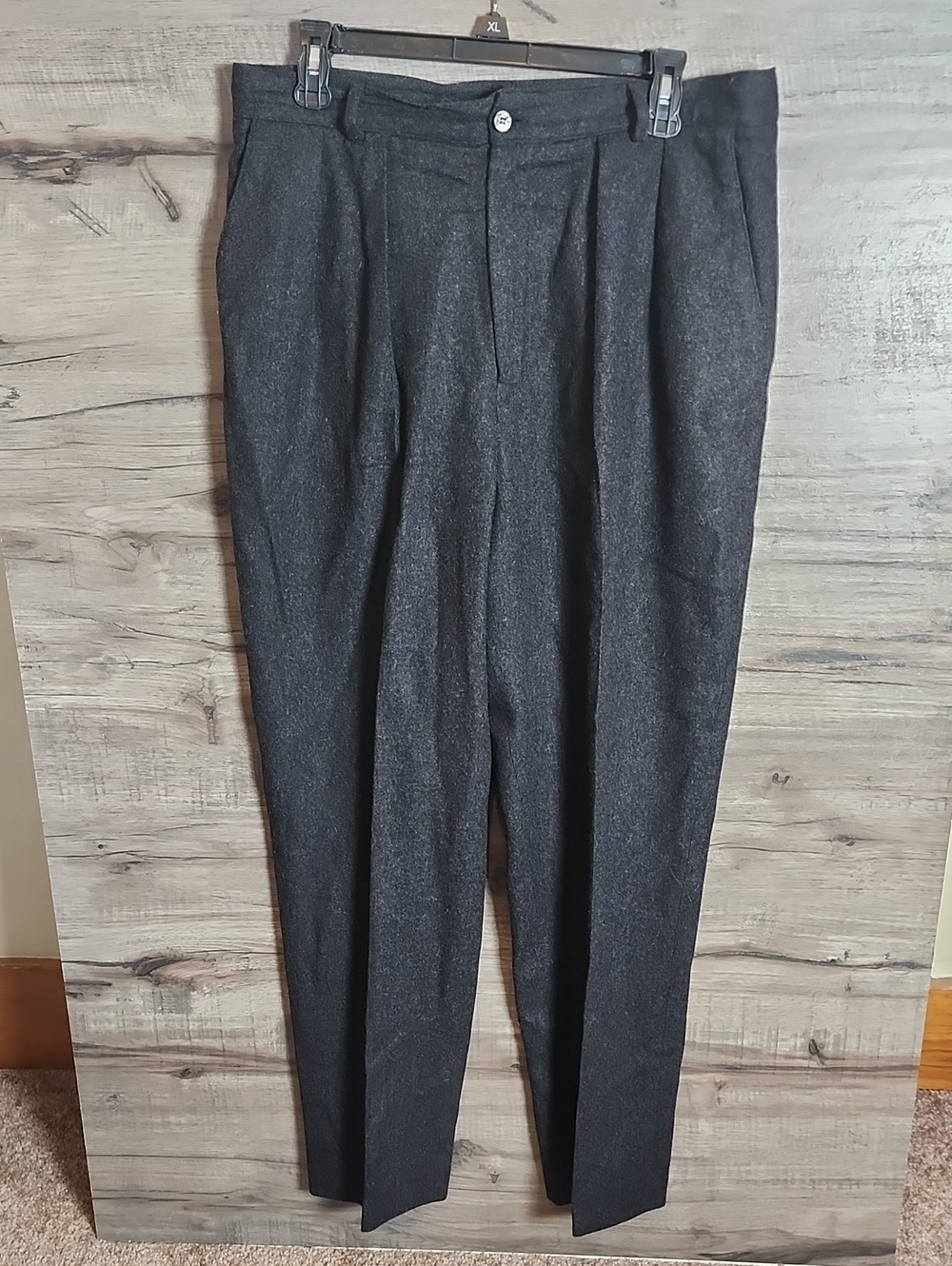 LL Bean Vintage Made In USA Wool Trousers In Dark Gray